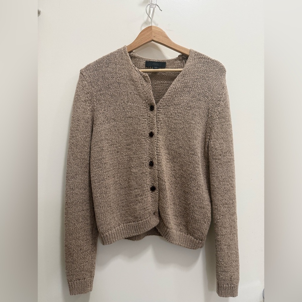 Zara Neutral Beige Button-Up Knit Cardigan